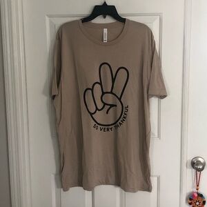 Tan Graphic T-Shirt with Peace Sign